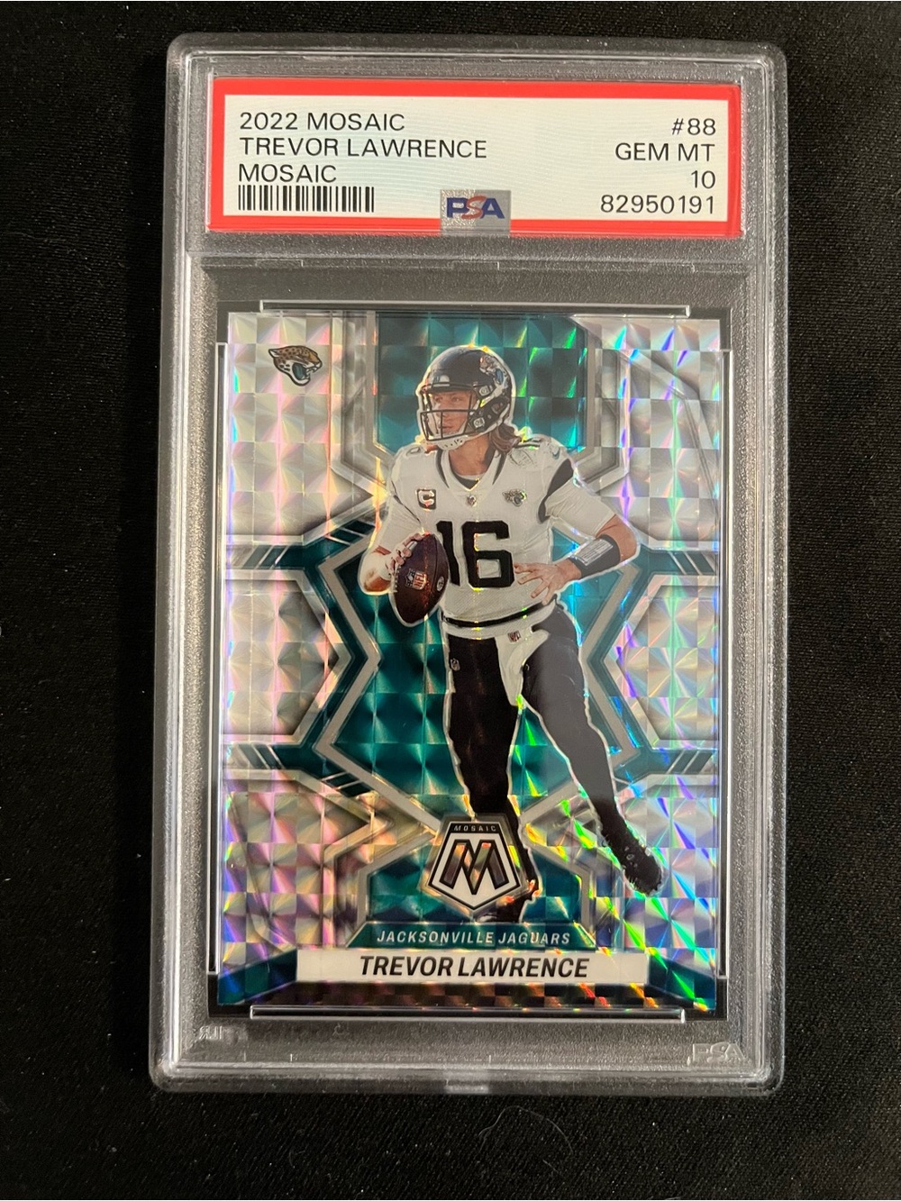 2022 Mosaic Football Card - White, Black, Teal (Trevor Lawrence)